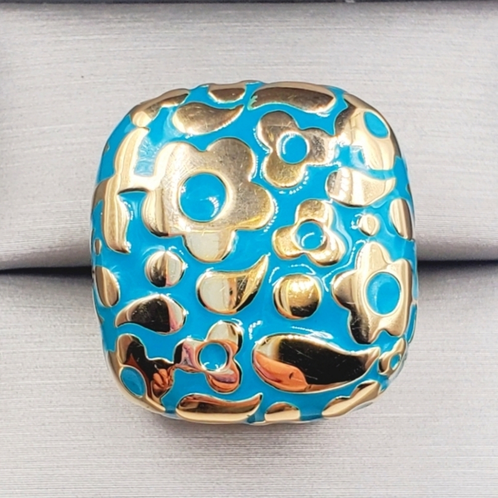 Gold and Blue Floral Ring